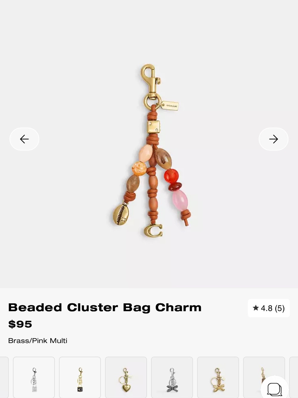 Coach Beaded Cluster Bag Charm - Pink & Tan
